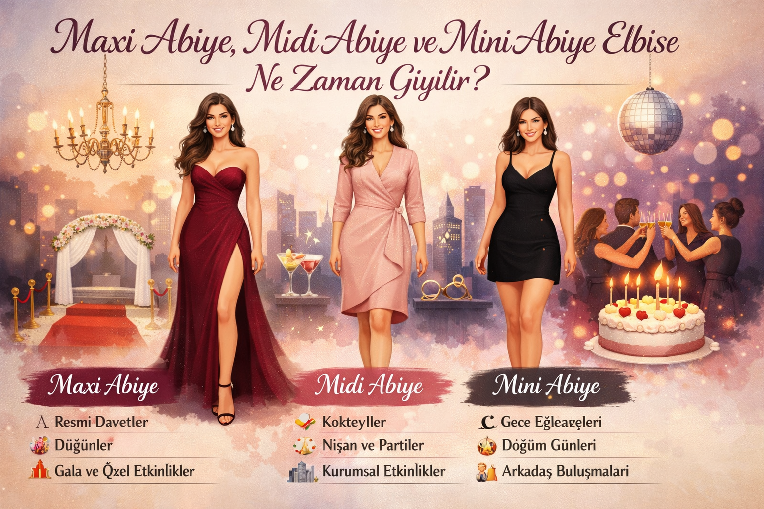 Maxi Abiye Midi Abiye Mini Abiye Elbise Rehberi